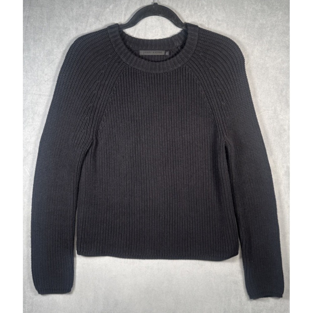 Jenni Kayne Fisherman's Sweater Sz Small Black Cotton Crewneck Knit Pullover